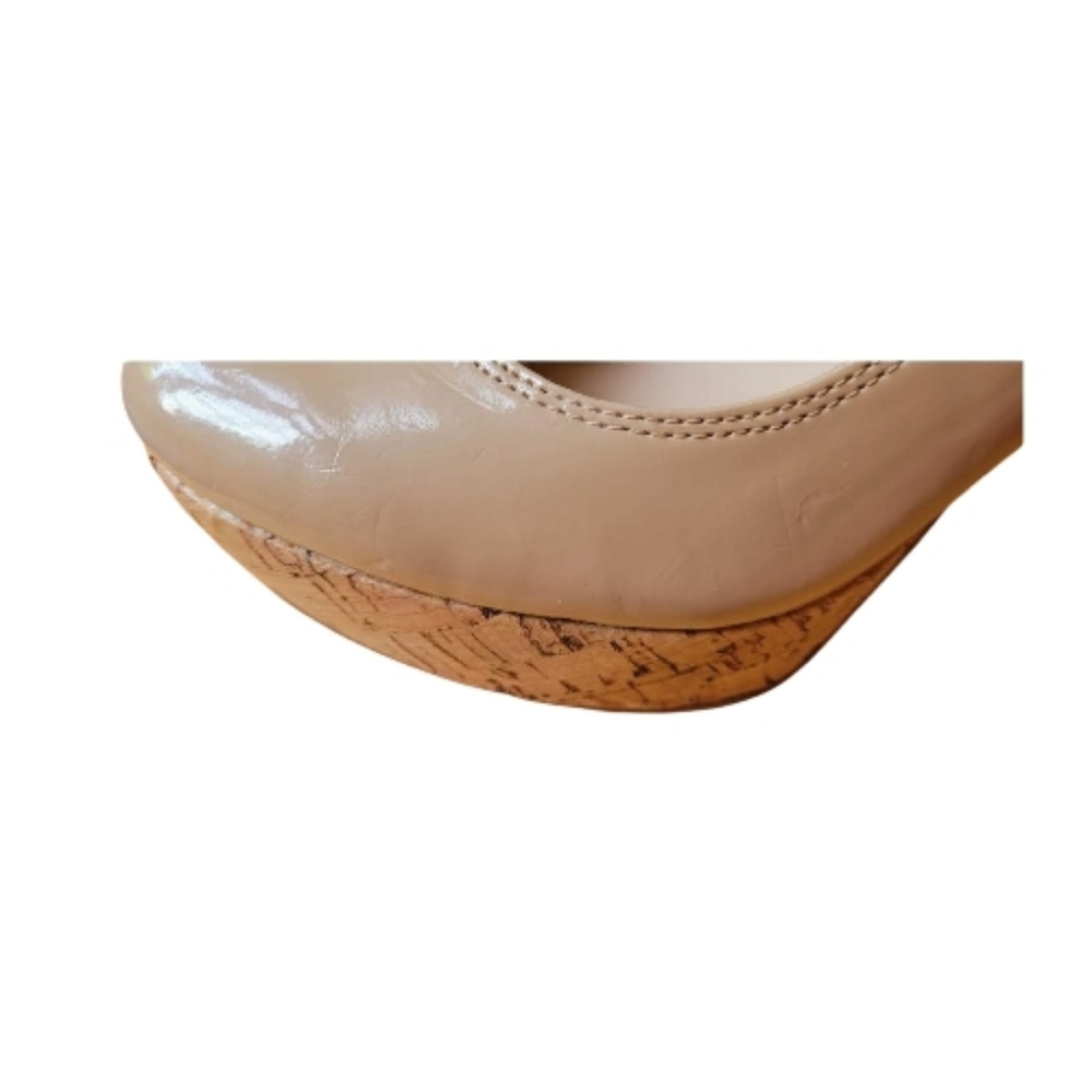 Guess Beige Cork Platform SZ 8.5 41/2" Heel Pumps 1" Platform Neutral Trendy - Picture 5 of 11